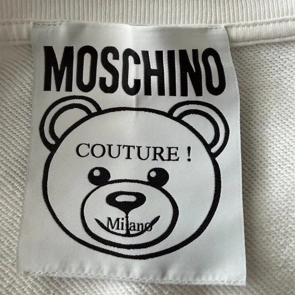 Moschino Teddy Bear White Sweatshirt Women’s Size 4 100% Cotton - Picture 4 of 6